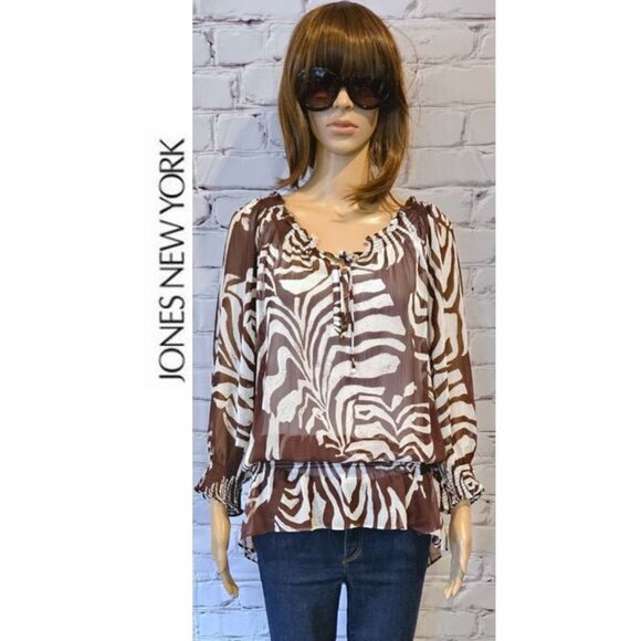JONES NEW YORK, Animal print sheer loose fit tunic top - Picture 2 of 14
